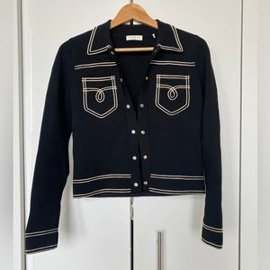 Sandro Jacket Black with White Stitching